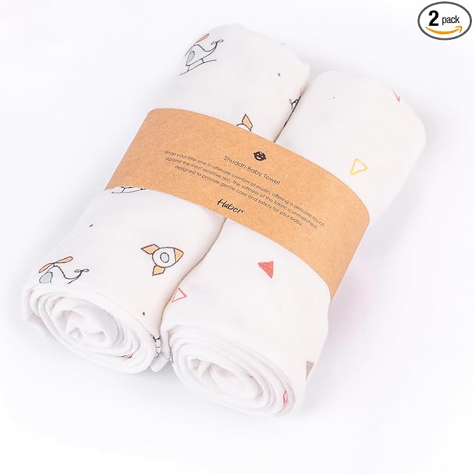 Shuddh - Organic Cotton Muslin Baby Towels | Pack of 2