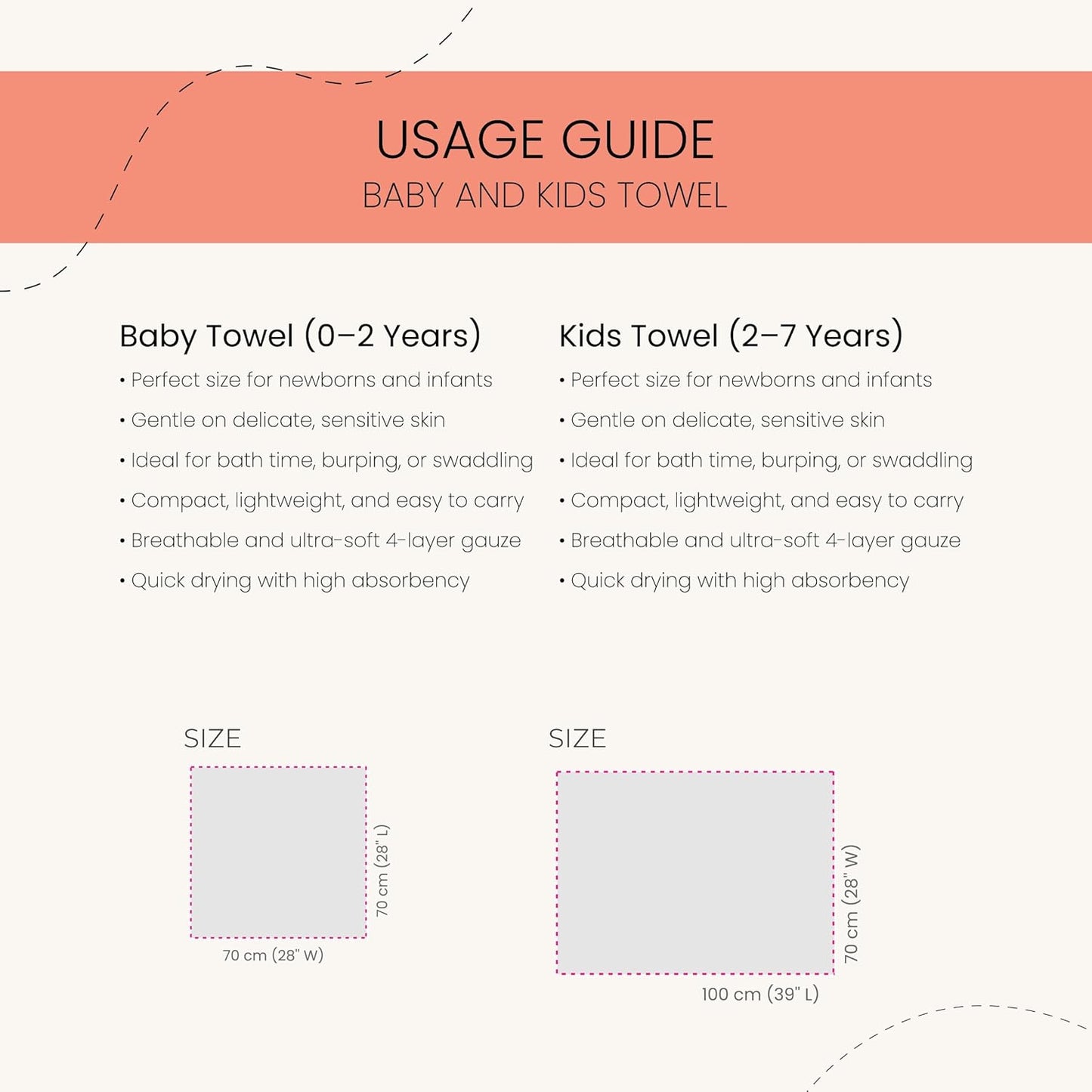 Shuddh - Muslin Cotton Kids Bath Towel, 2 to 7 Years