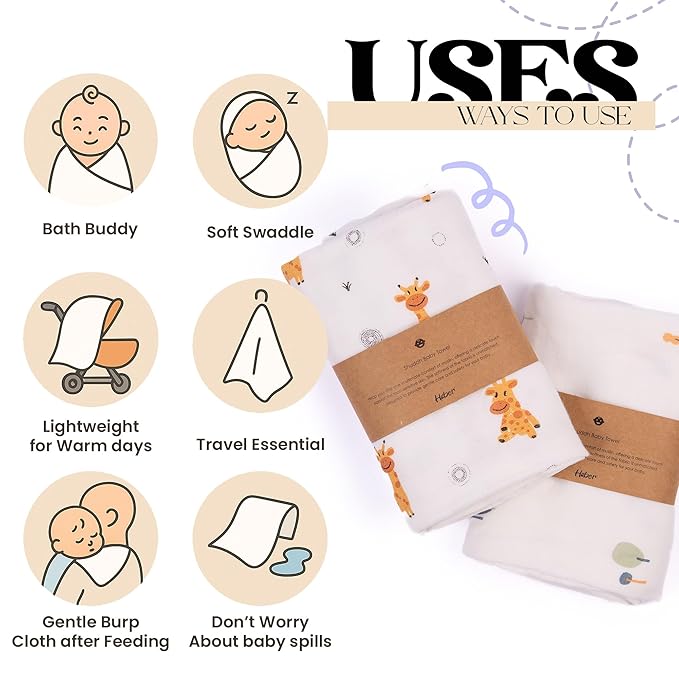 Shuddh - Organic Cotton Muslin Baby Towels | Pack of 2