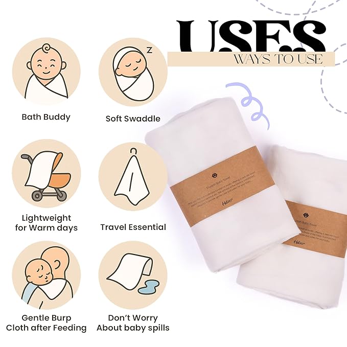 Shuddh - Organic Cotton Muslin Baby Towels | White, Pack of 2