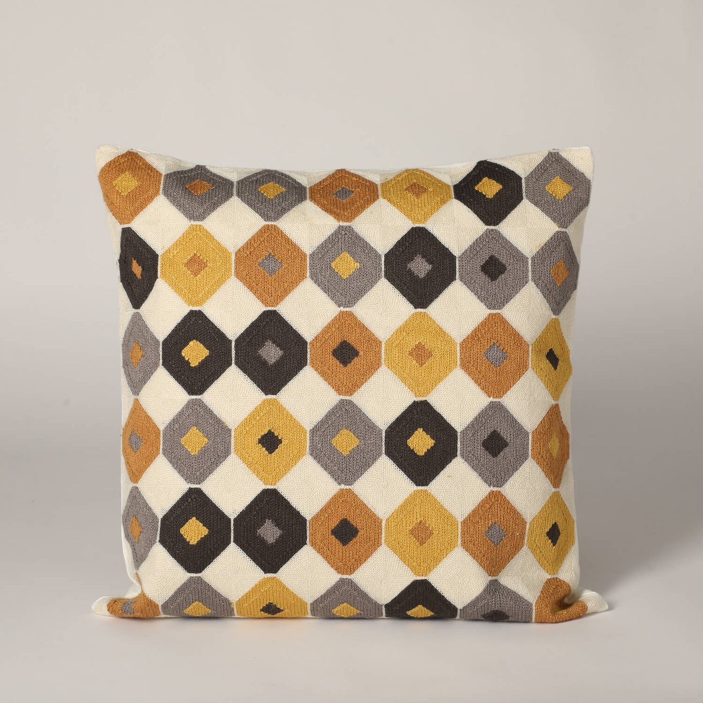 Geometric Design Cushion Covers Embroidered Multicolour