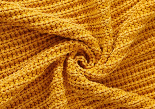 Stylish Cotton Knit Throw Blanket - Mustard
