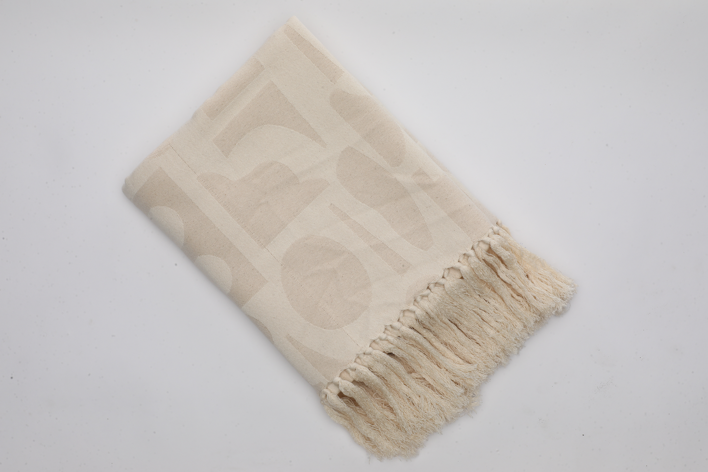 Jacquard Cotton Throw Blanket Contemporary - Beige