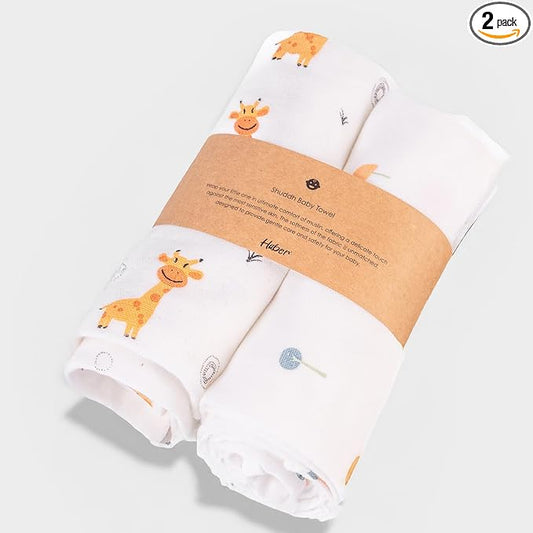Shuddh - Organic Cotton Muslin Baby Towels | Pack of 2