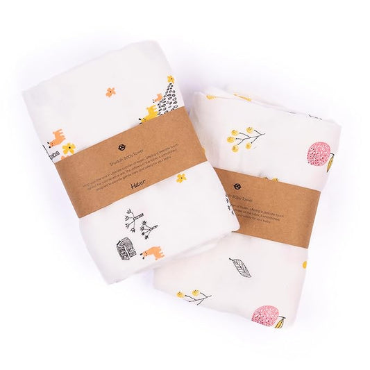 Shuddh - Organic Cotton Muslin Baby Towels | Pack of 2