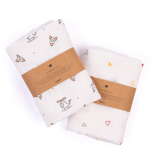 Shuddh - Organic Cotton Muslin Baby Towels | Pack of 2