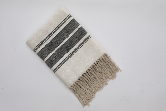 Cozy Cotton Throw Blanket Classic Dense Weave - Natural Colour
