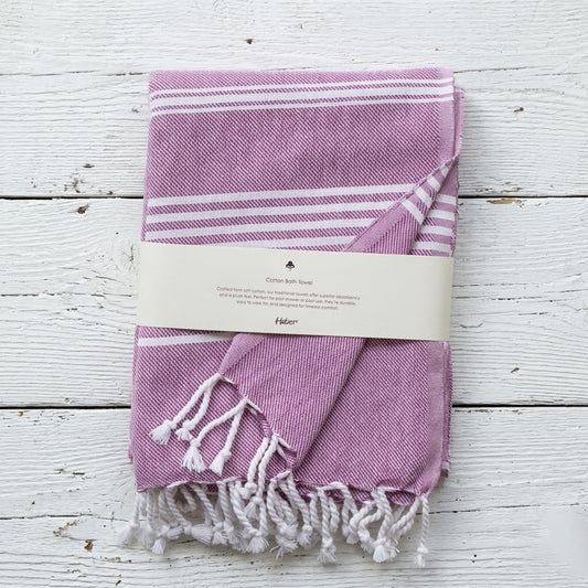 Aura Basic Stripe Cotton Towel | Soft Flat Weave | Bath/Hand/Face/Hair Towel | Quick-Dry & Ultra-Absorbent