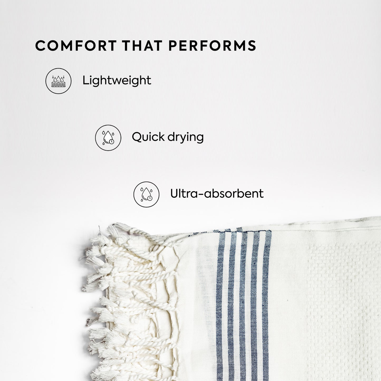 Luna Cotton Towel | Soft Flat Weave | Bath / Beach Towel | Quick-Dry & Ultra-Absorbent