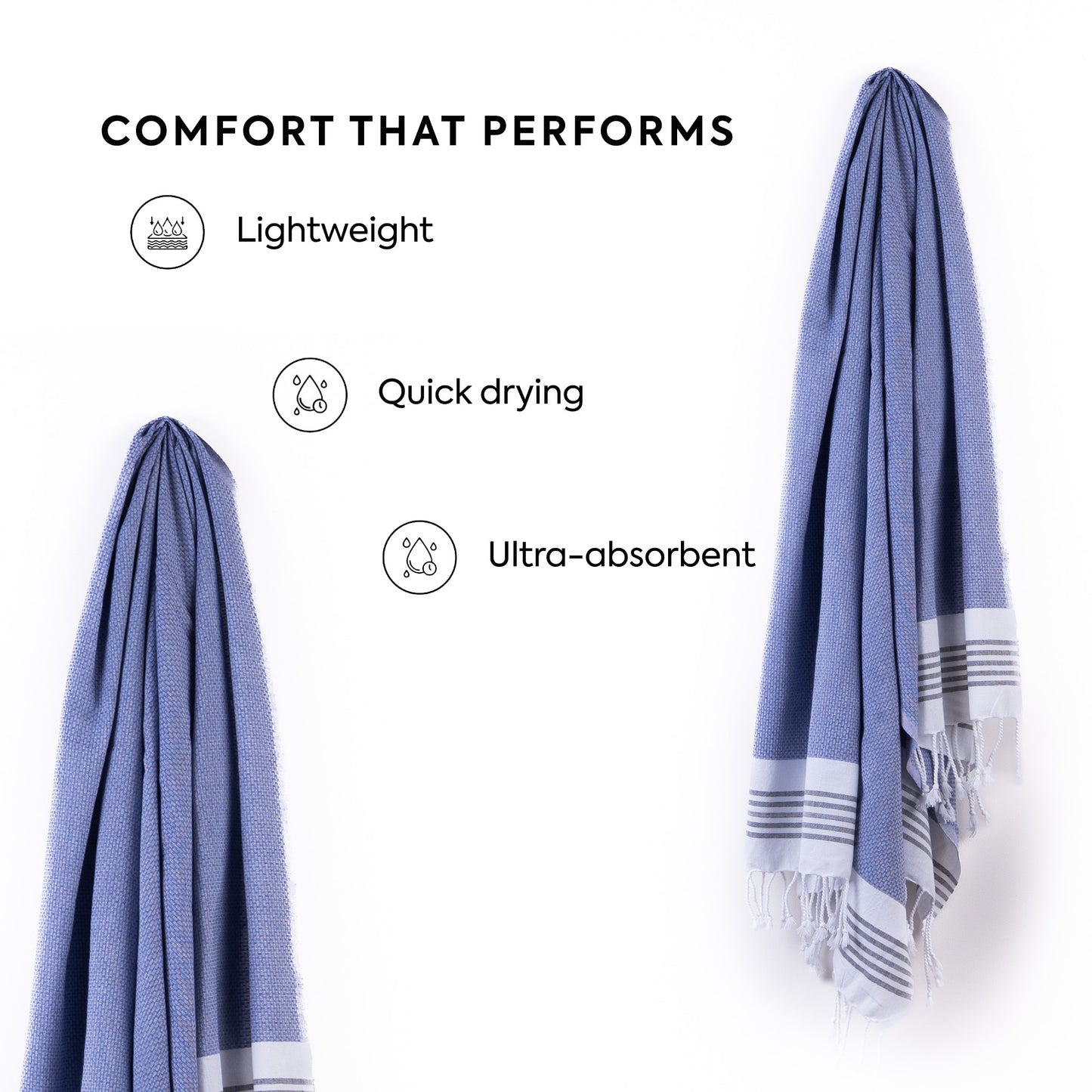 Luna Cotton Towel | Soft Flat Weave | Bath / Beach Towel | Quick-Dry & Ultra-Absorbent