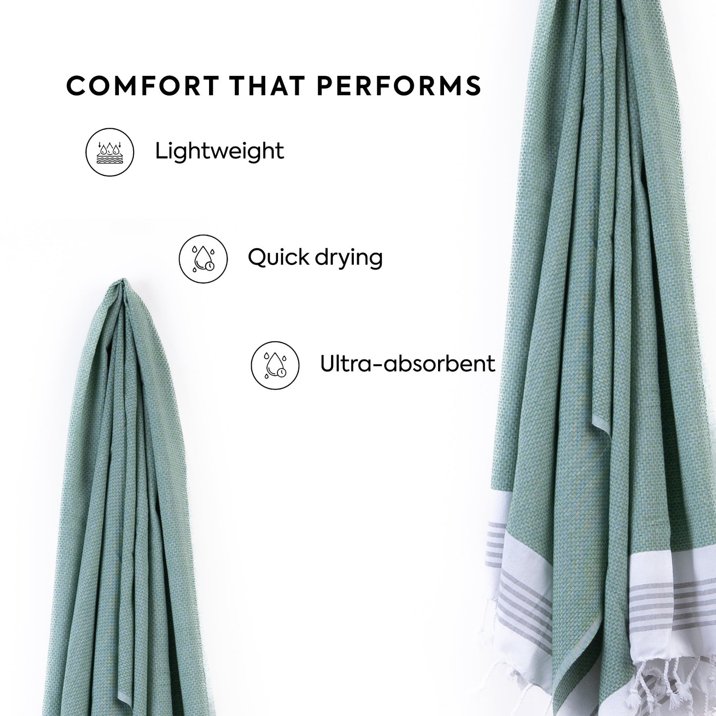Luna Cotton Towel | Soft Flat Weave | Bath / Beach Towel | Quick-Dry & Ultra-Absorbent