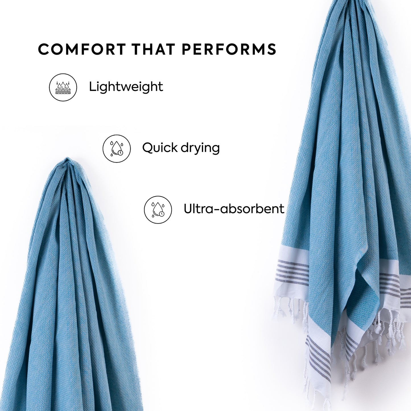 Luna Cotton Towel | Soft Flat Weave | Bath / Beach Towel | Quick-Dry & Ultra-Absorbent