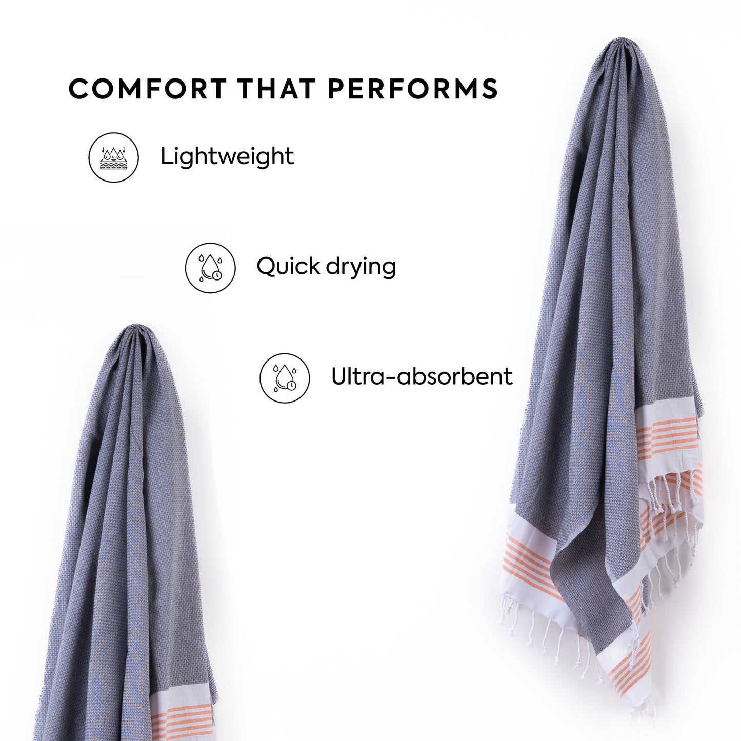 Luna Cotton Towel | Soft Flat Weave | Bath / Beach Towel | Quick-Dry & Ultra-Absorbent