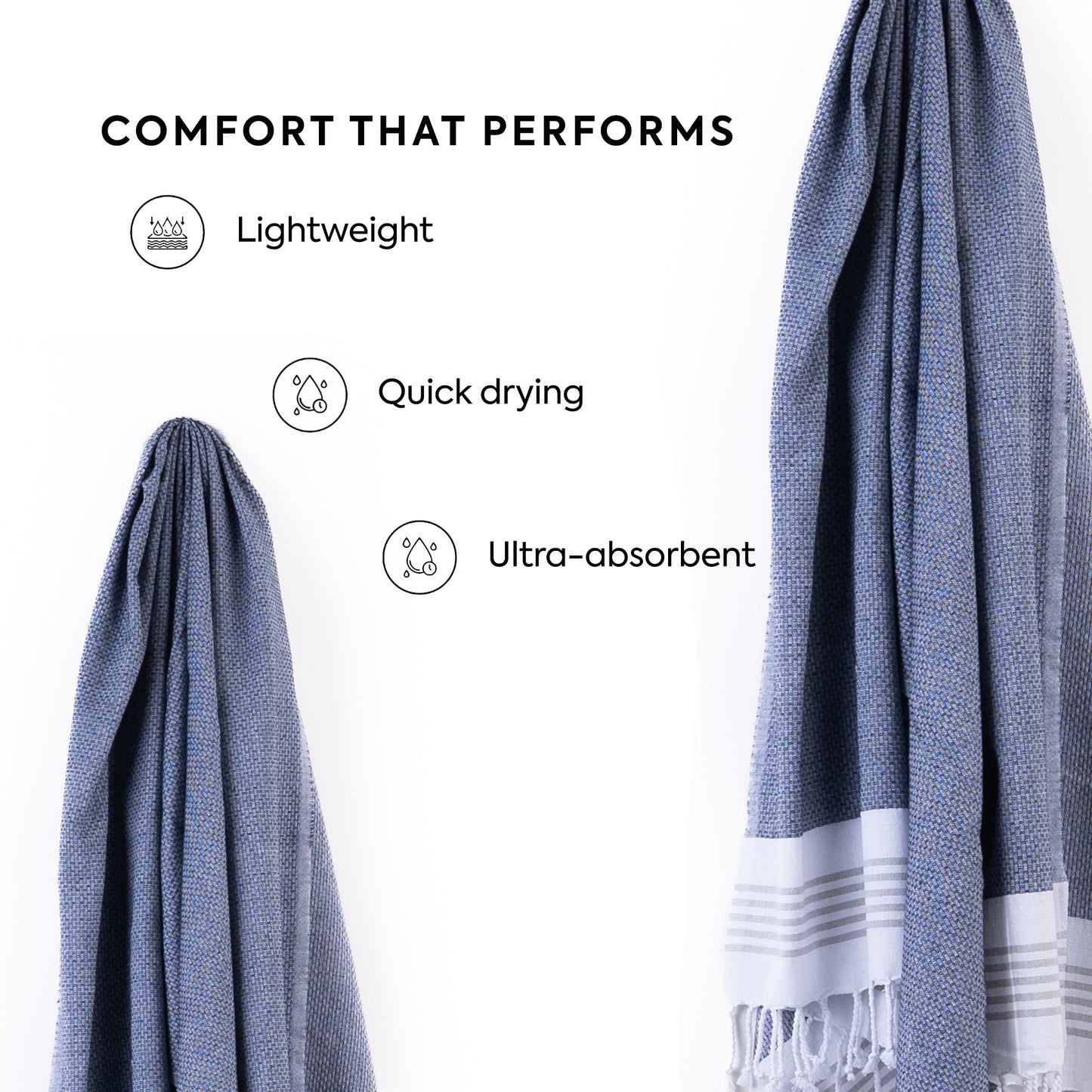 Luna Cotton Towel | Soft Flat Weave | Bath / Beach Towel | Quick-Dry & Ultra-Absorbent