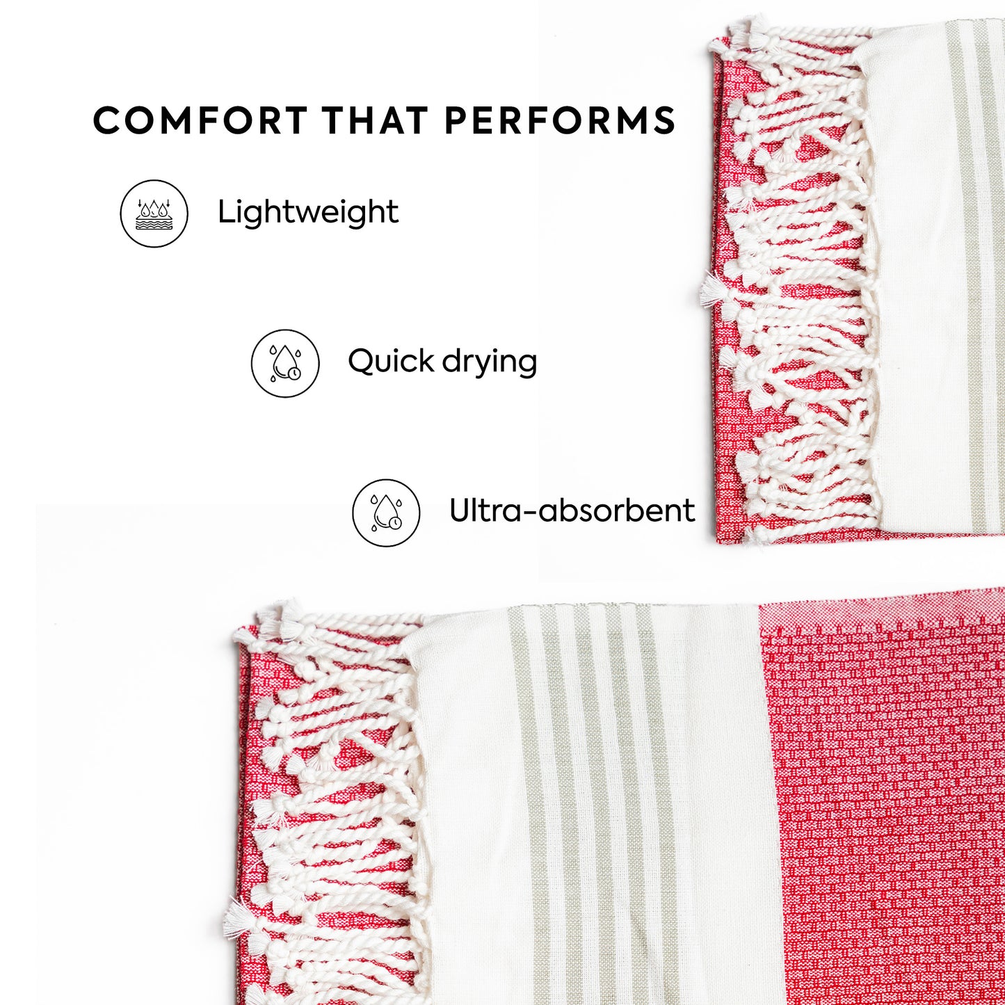 Luna Cotton Towel | Soft Flat Weave | Bath / Beach Towel | Quick-Dry & Ultra-Absorbent