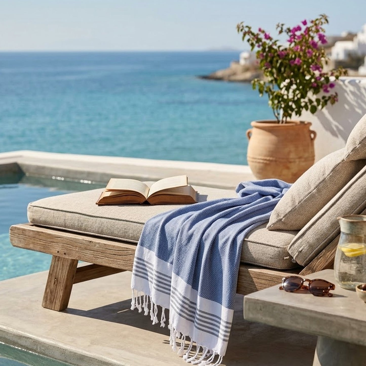 Luna Cotton Towel | Soft Flat Weave | Bath / Beach Towel | Quick-Dry & Ultra-Absorbent