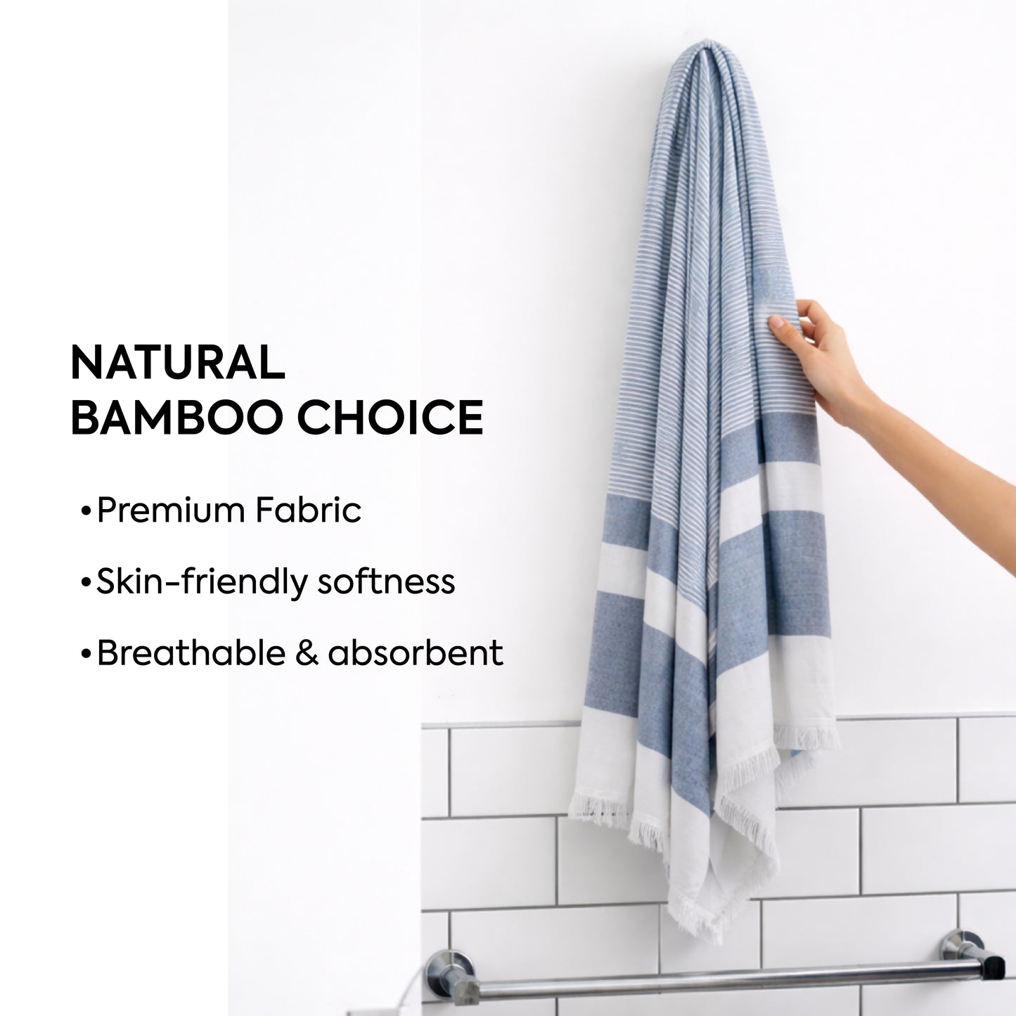 EcoLux Bamboo Towel | Ultra-Soft Satin Weave | Bath towel/ Beach Towel | Quick-Dry, Eco-Friendly & Sand-Resistant