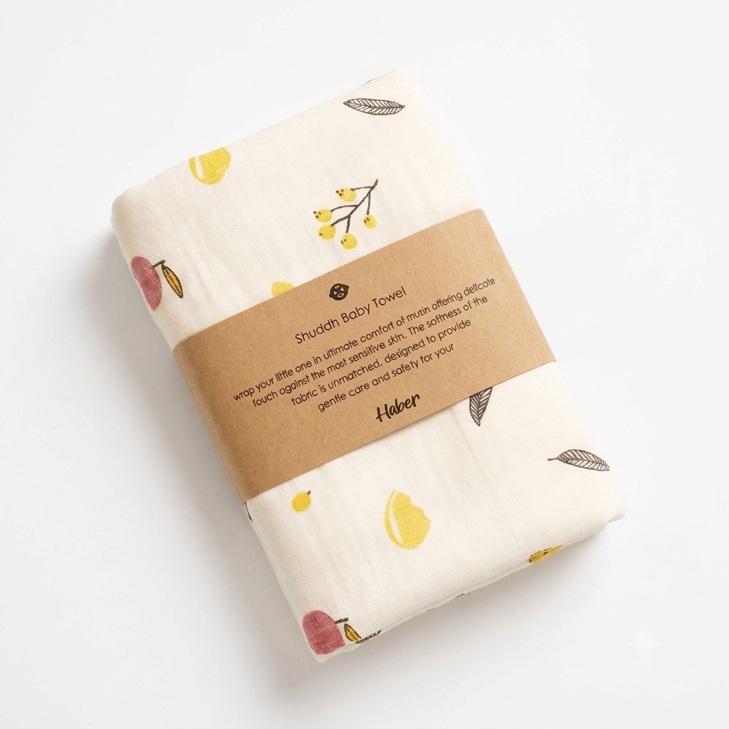 Shuddh Muslin Cotton Kids Bath Towel (70 x 100 CM) Pack of 1 | Ultra-Soft & Quick-Dry (2–7 Years)