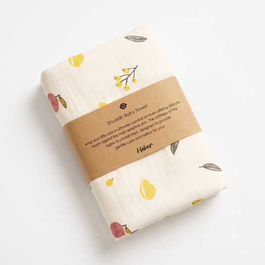 Shuddh Muslin Cotton Kids Bath Towel (70 x 100 CM) Pack of 1 | Ultra-Soft & Quick-Dry (2–7 Years)