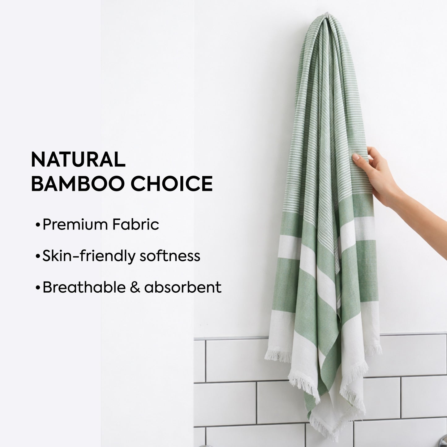 EcoLux Bamboo Towel | Ultra-Soft Satin Weave | Bath towel/ Beach Towel | Quick-Dry, Eco-Friendly & Sand-Resistant