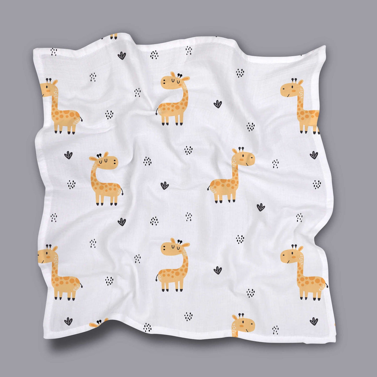 Organic Cotton Muslin Baby Bath Towels 70 X 70 cm | Giraffe & Forest, Pack of 2